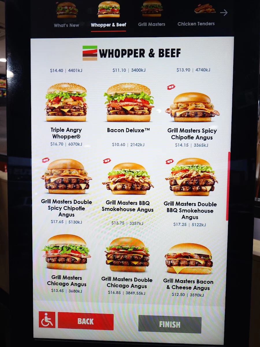 Menu, Hungry Jack's Burgers South Tweed