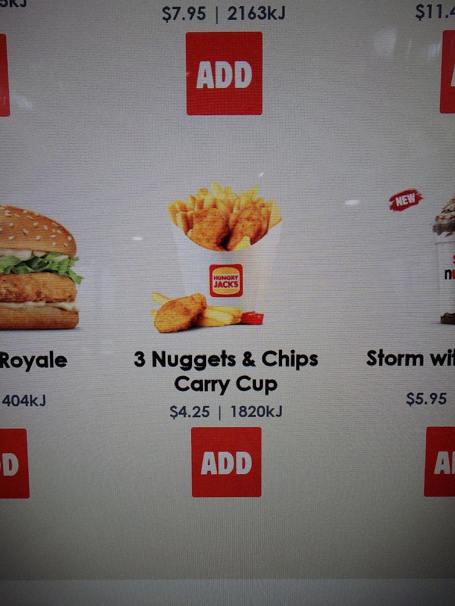 Menu, Hungry Jack's Burgers South Tweed