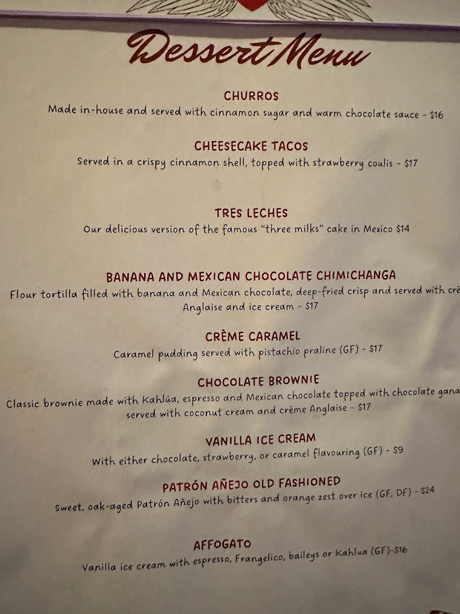 Menu, El Corazon Mexican Restaurant