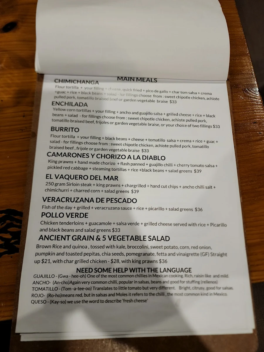 Menu, El Corazon Mexican Restaurant