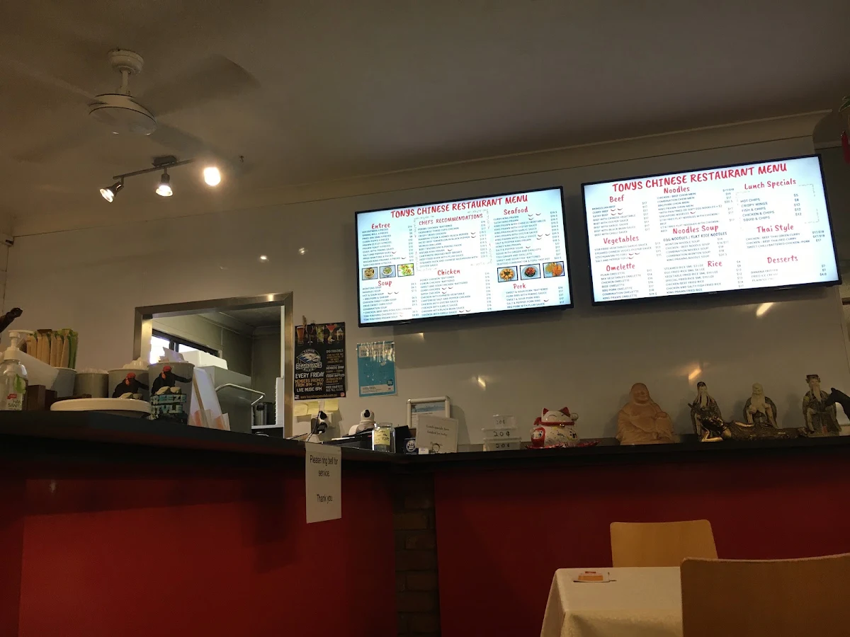 Menu, Tony's Chinese Restaurant