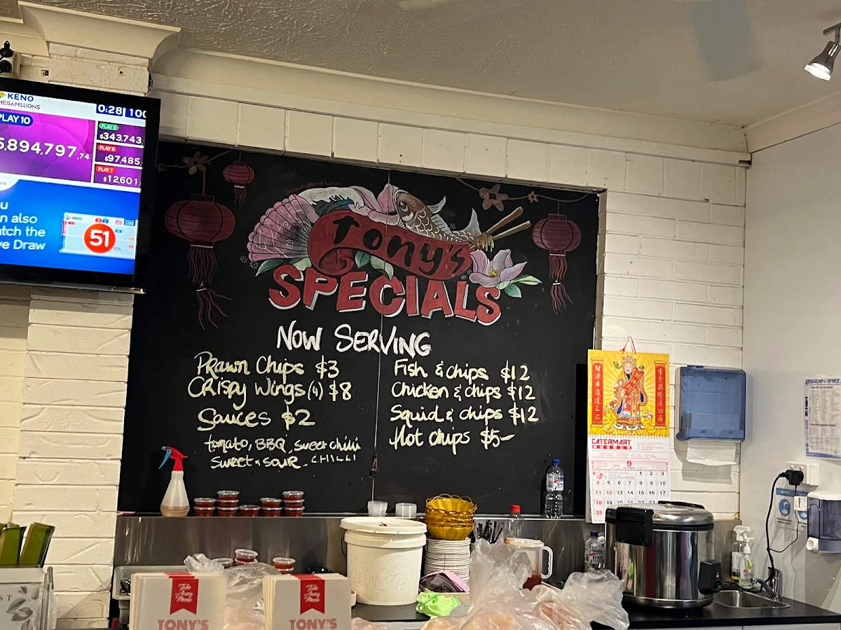 Menu, Tony's Chinese Restaurant