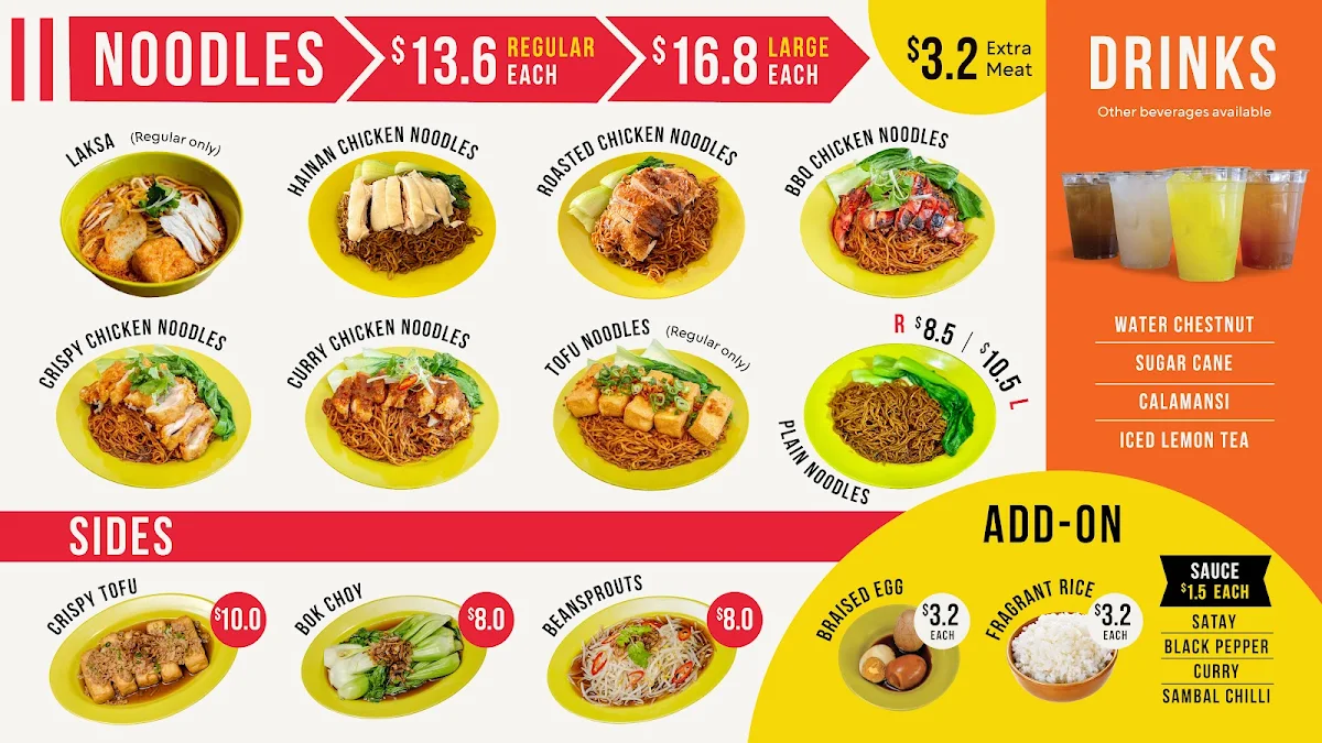 Menu, Chicken Rice Corner (Joondalup)