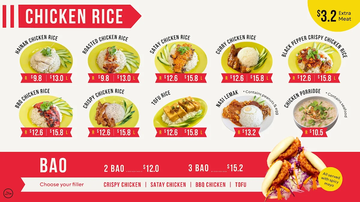 Menu, Chicken Rice Corner (Joondalup)