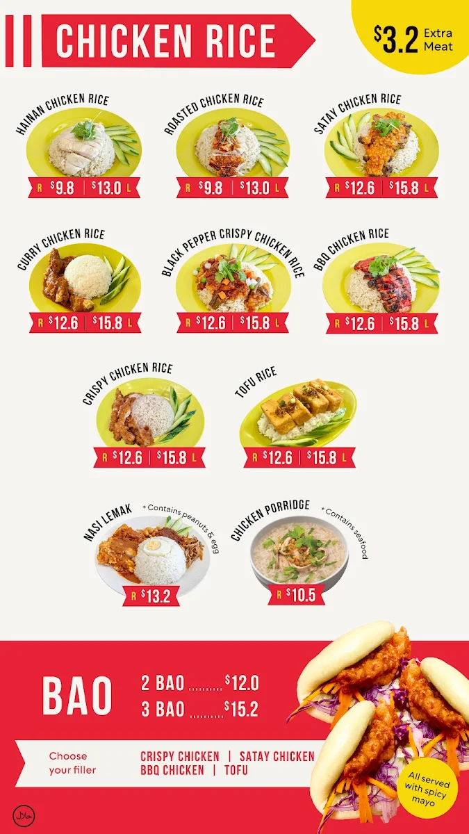 Menu, Chicken Rice Corner (Joondalup)