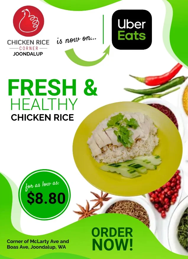 Menu, Chicken Rice Corner (Joondalup)