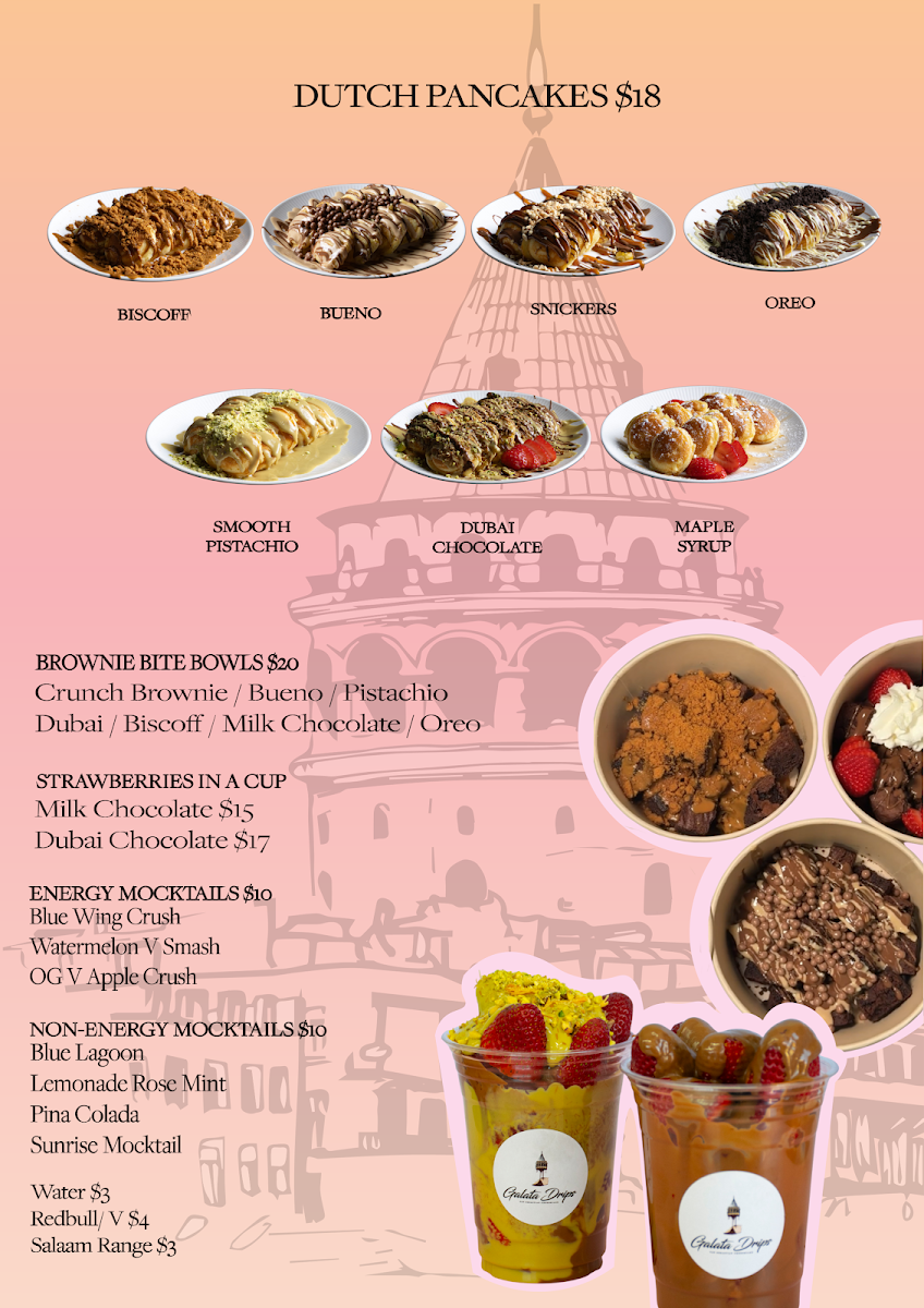 Menu, Galata Drips