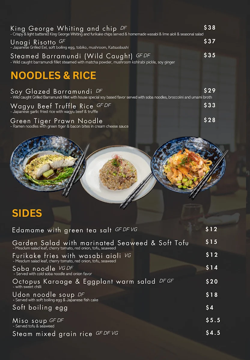 Menu, Ginza Miyako Japanese Restaurant