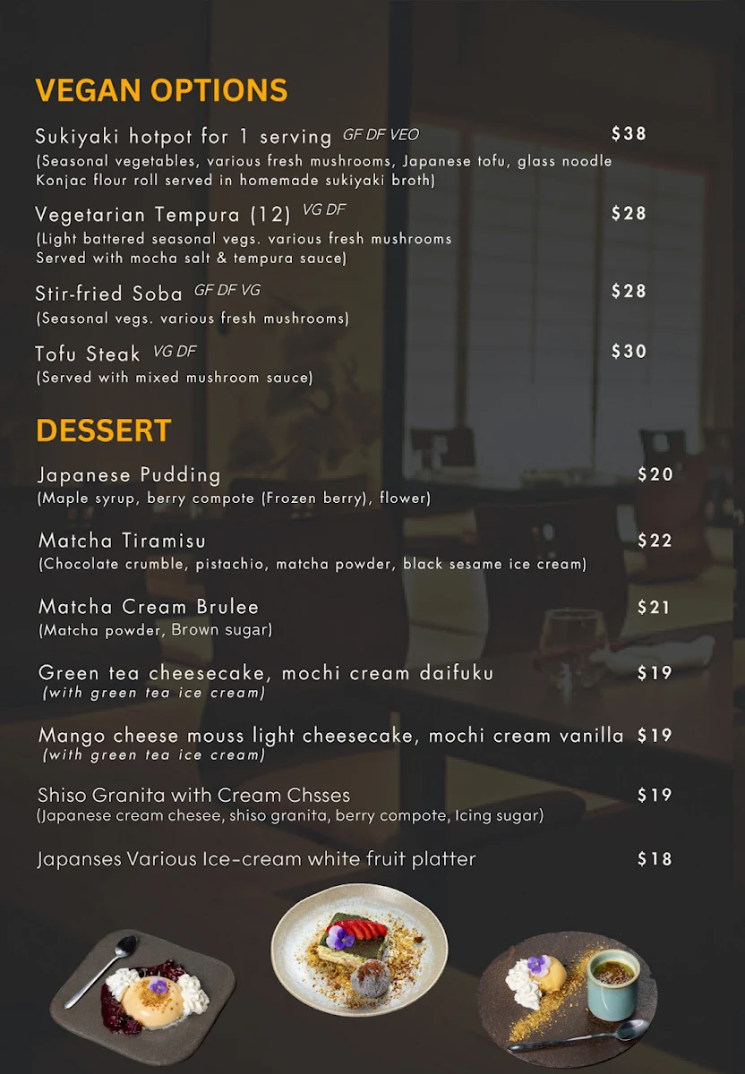 Menu, Ginza Miyako Japanese Restaurant