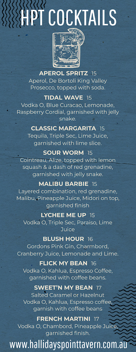 Menu, Hallidays Point Tavern