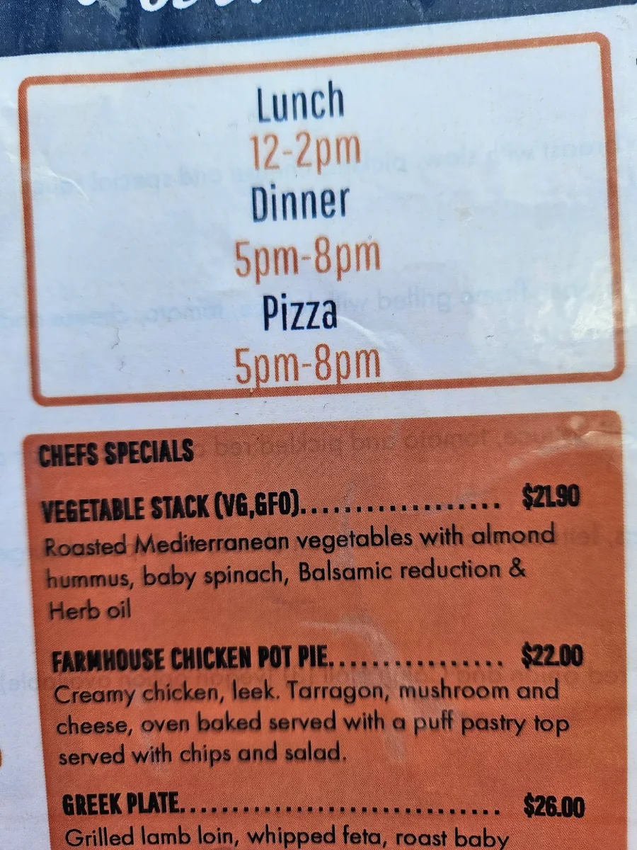 Menu, Hallidays Point Tavern
