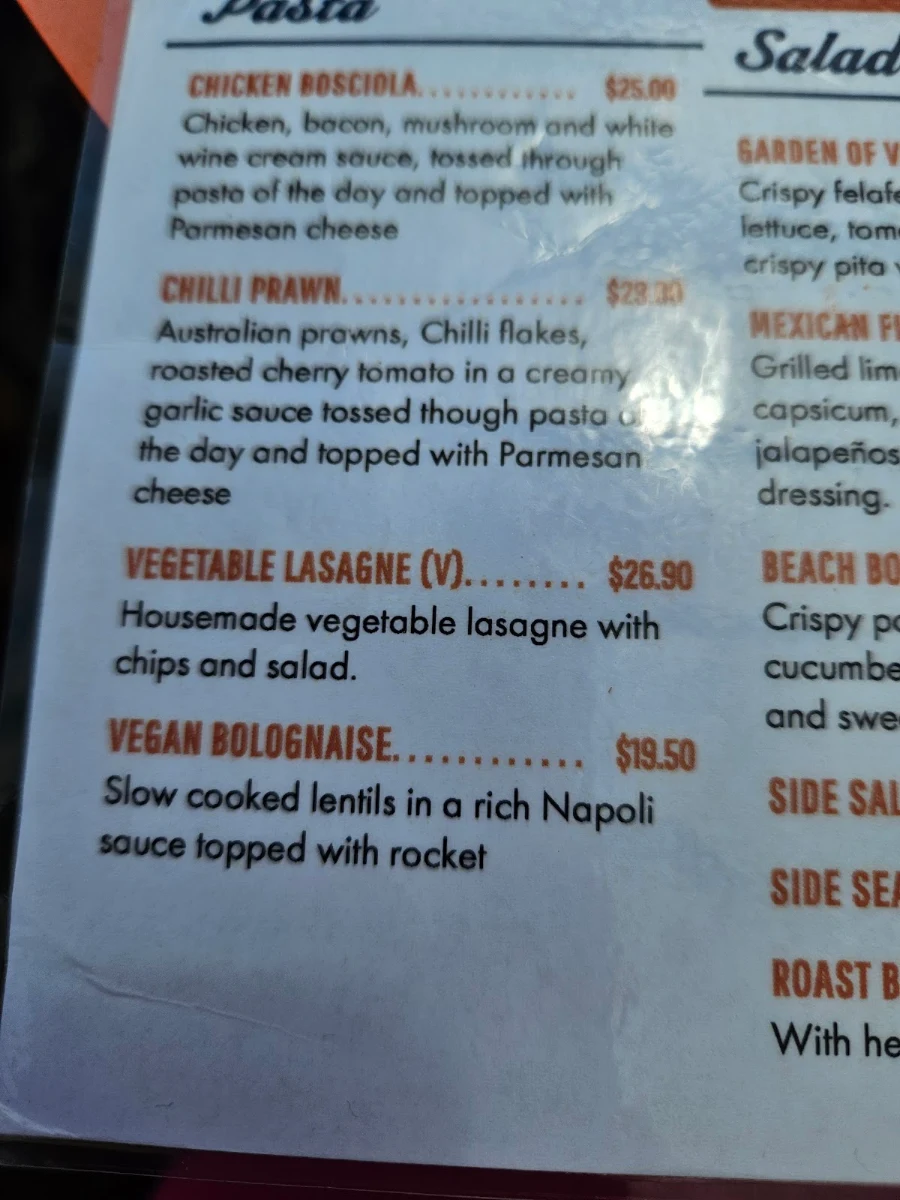Menu, Hallidays Point Tavern