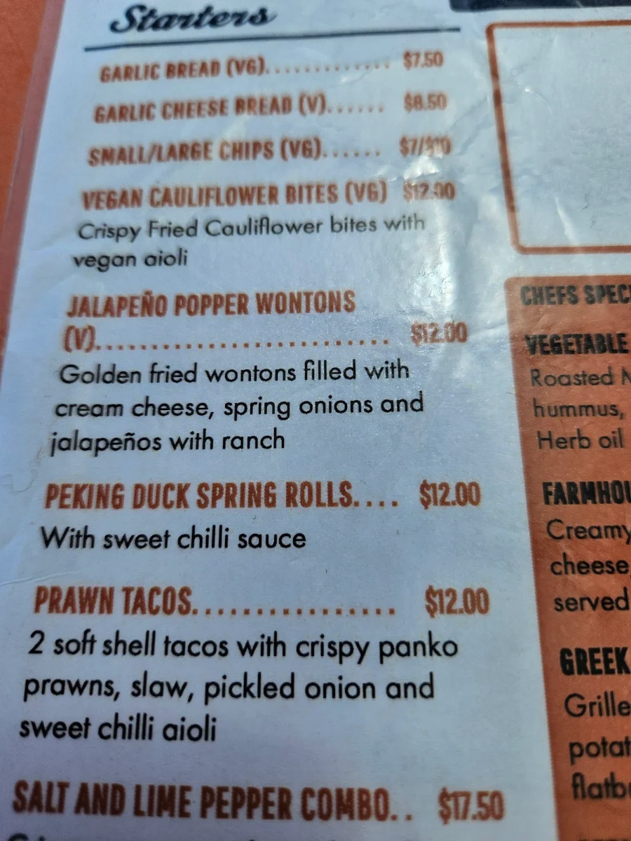 Menu, Hallidays Point Tavern