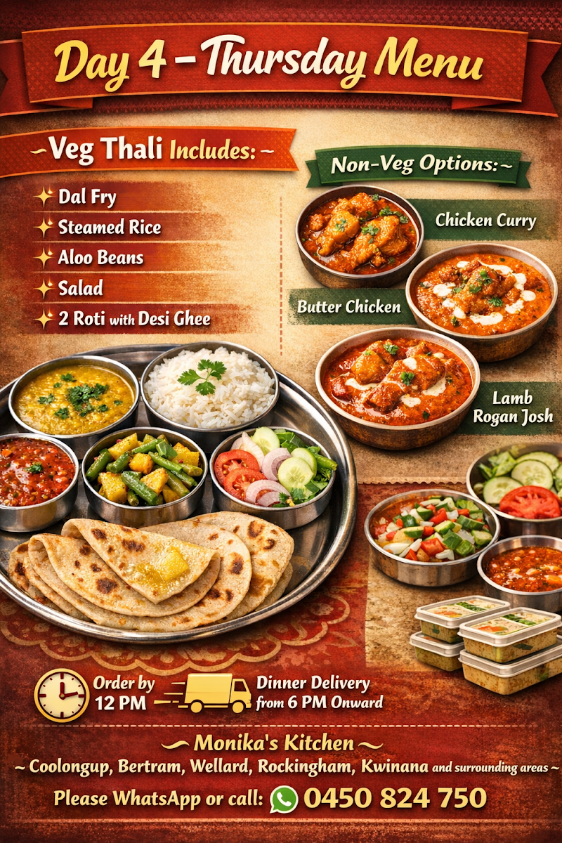 Menu, Monikas Kitchen