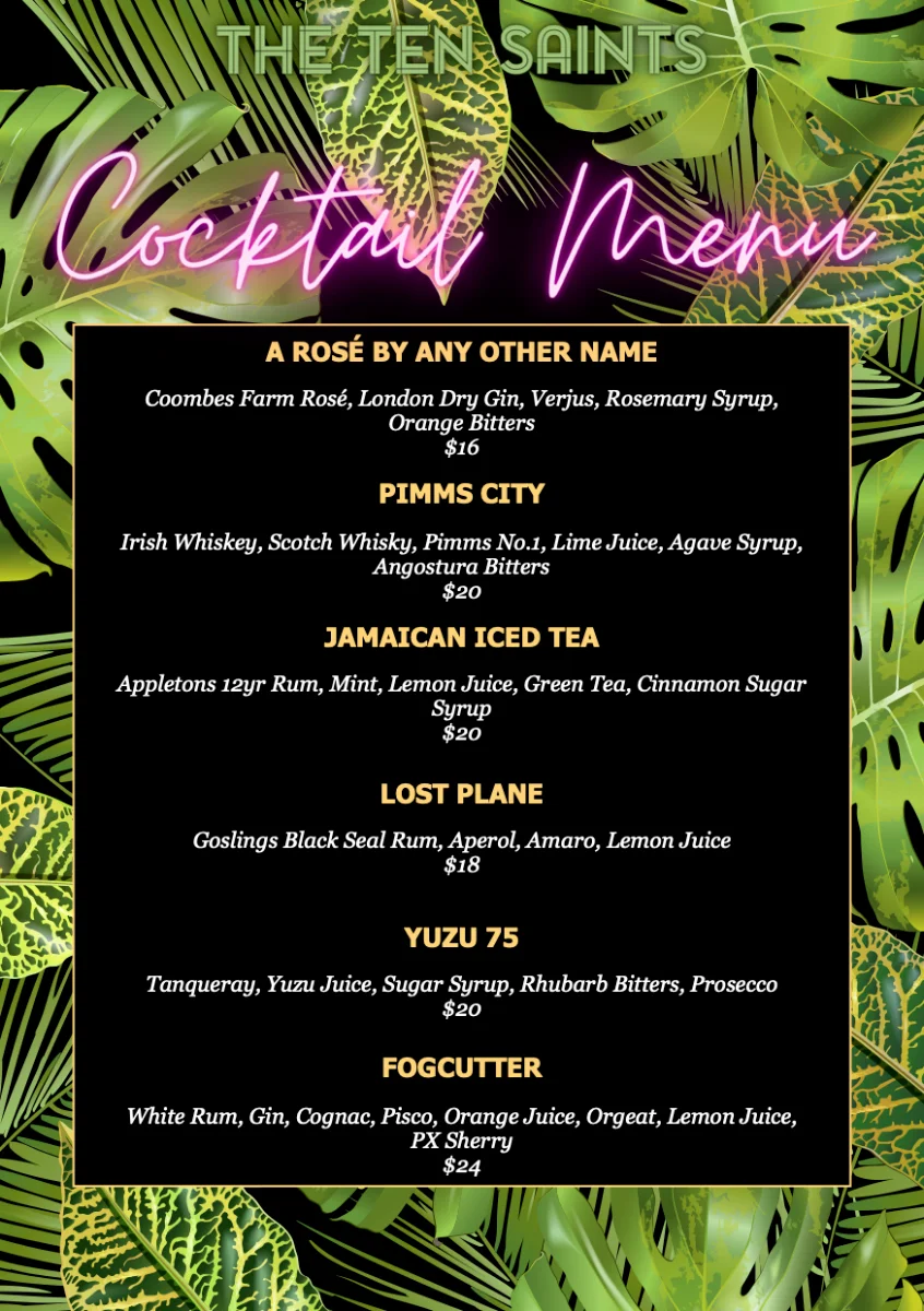 Menu, The Ten Saints