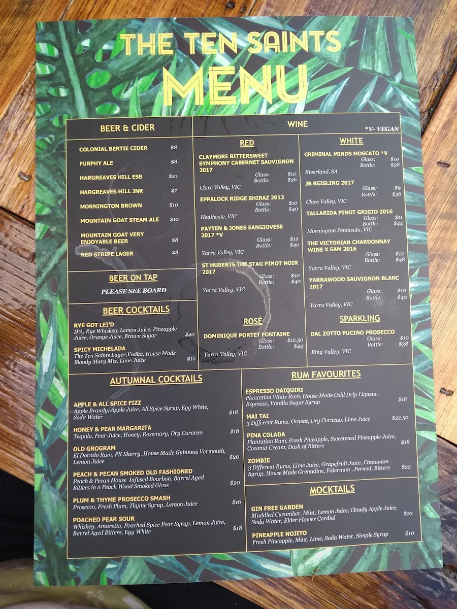 Menu, The Ten Saints