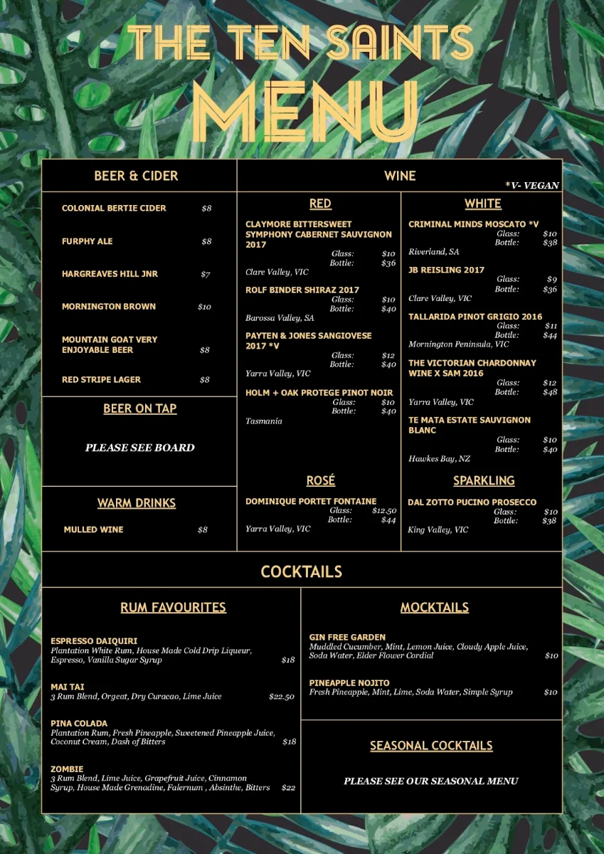 Menu, The Ten Saints