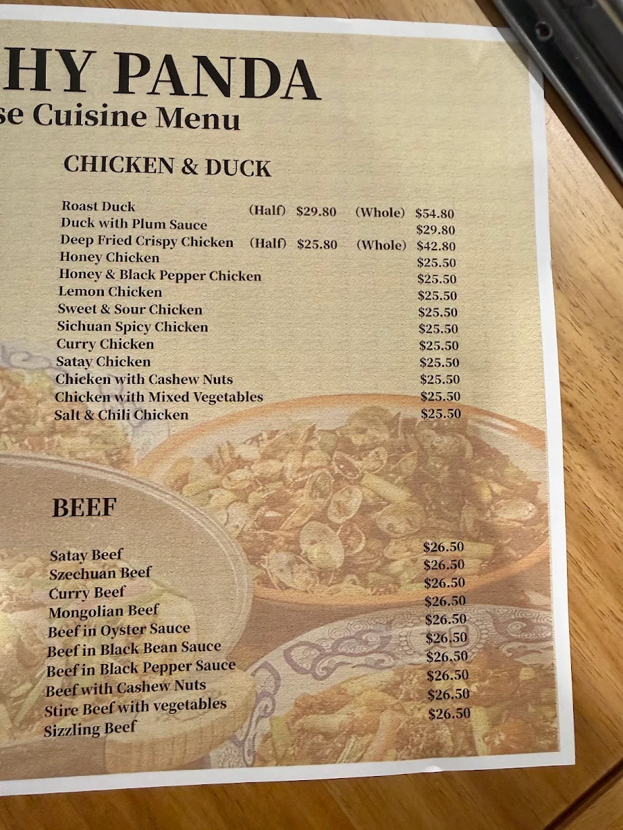 Menu, Munchy Panda Chinese Cuisine