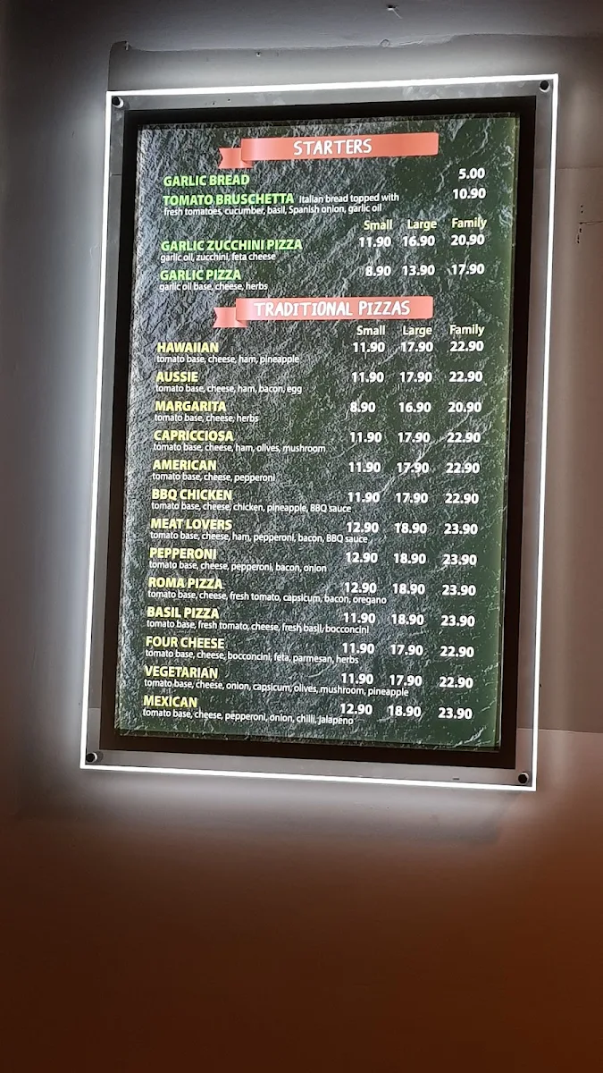 Menu, Pizza Face