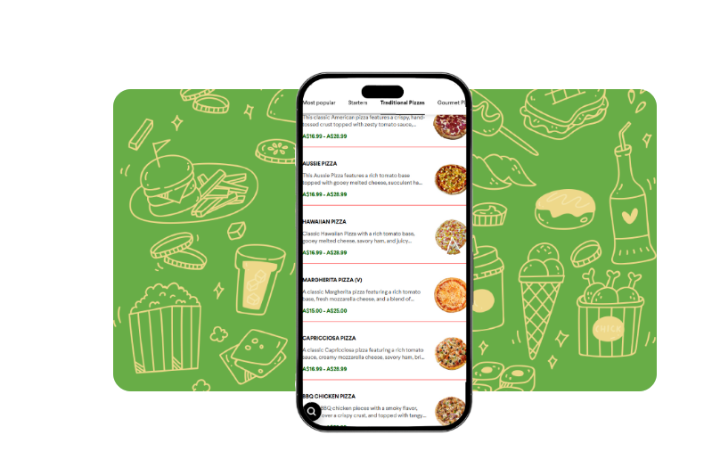 Menu, Pizza Face