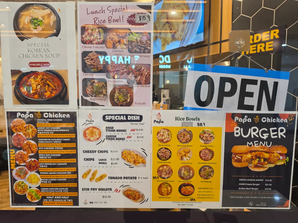 Menu, Papa Chicken