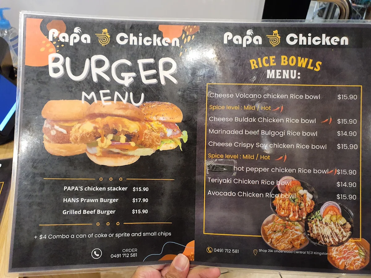 Menu, Papa Chicken
