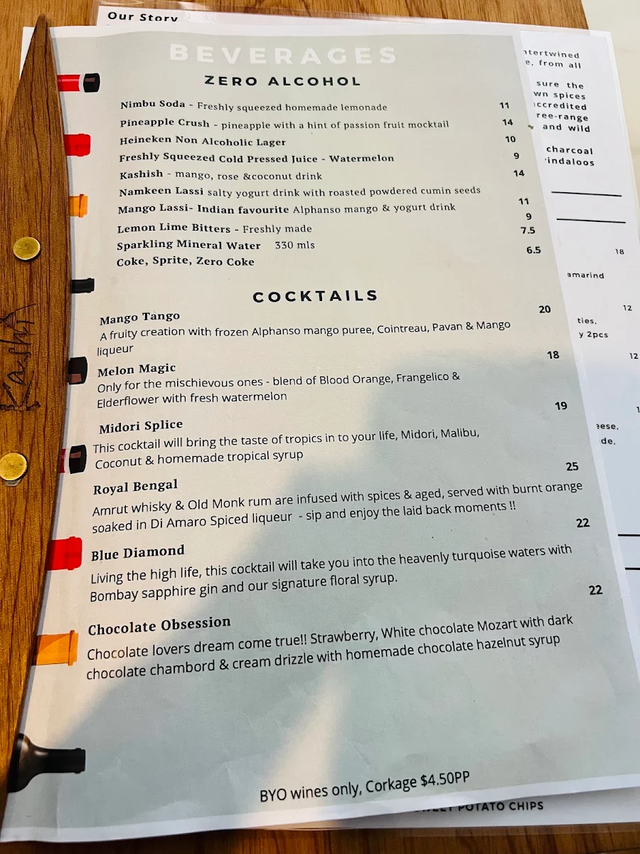Menu, Kashi Indian Restaurant