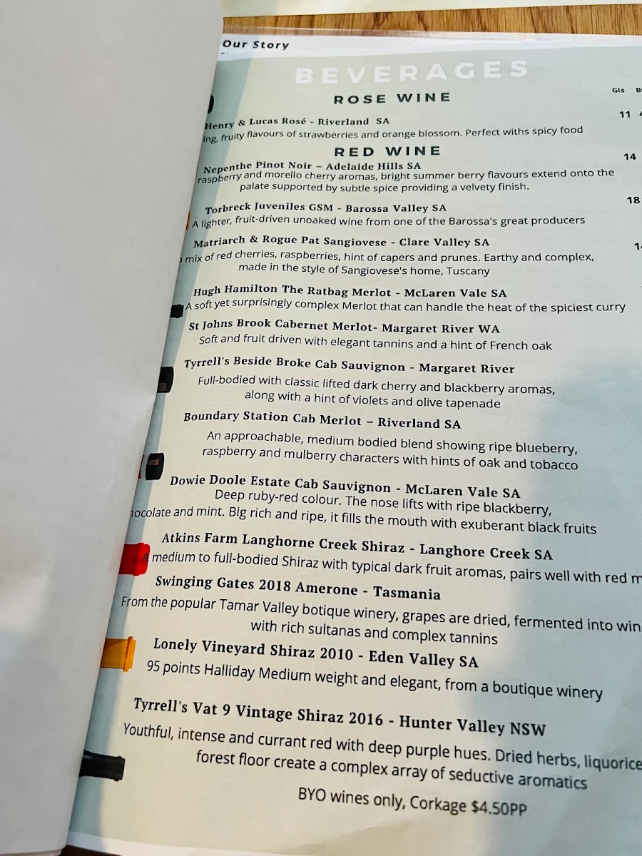 Menu, Kashi Indian Restaurant