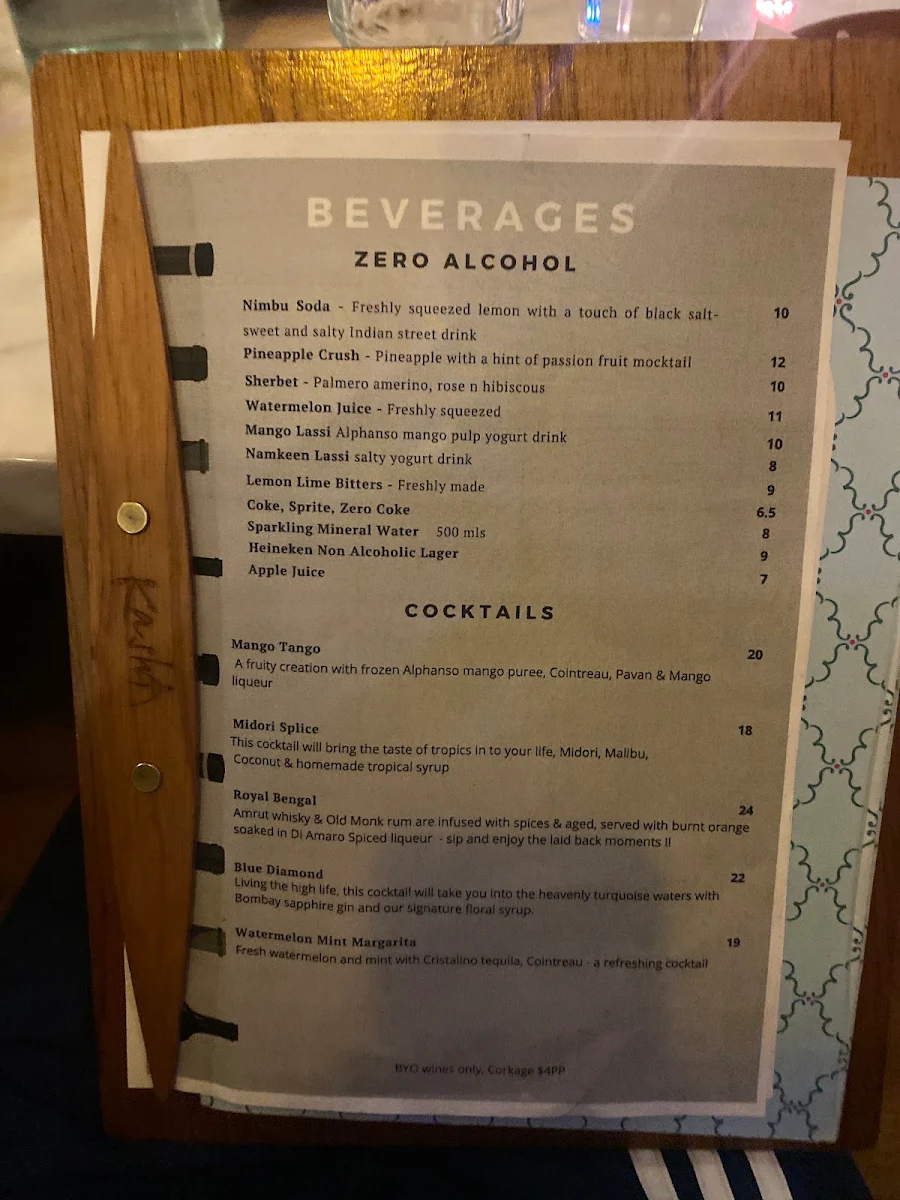 Menu, Kashi Indian Restaurant