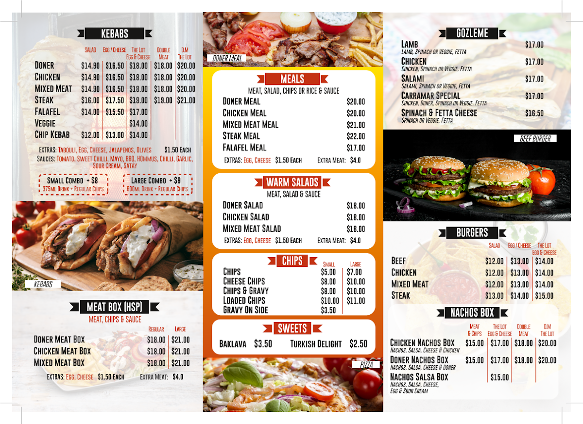 Menu, Carramar Pizza and Kebab House