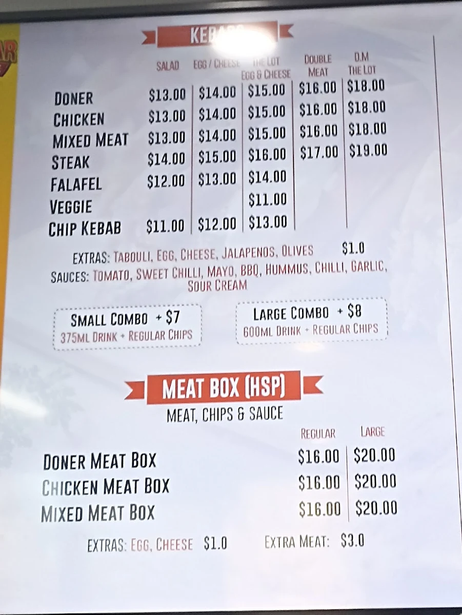 Menu, Carramar Pizza and Kebab House
