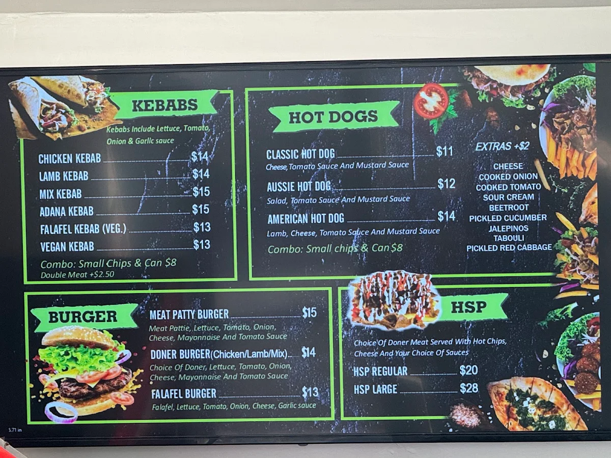 Menu, Kebab Lime - Kebabs & HSP