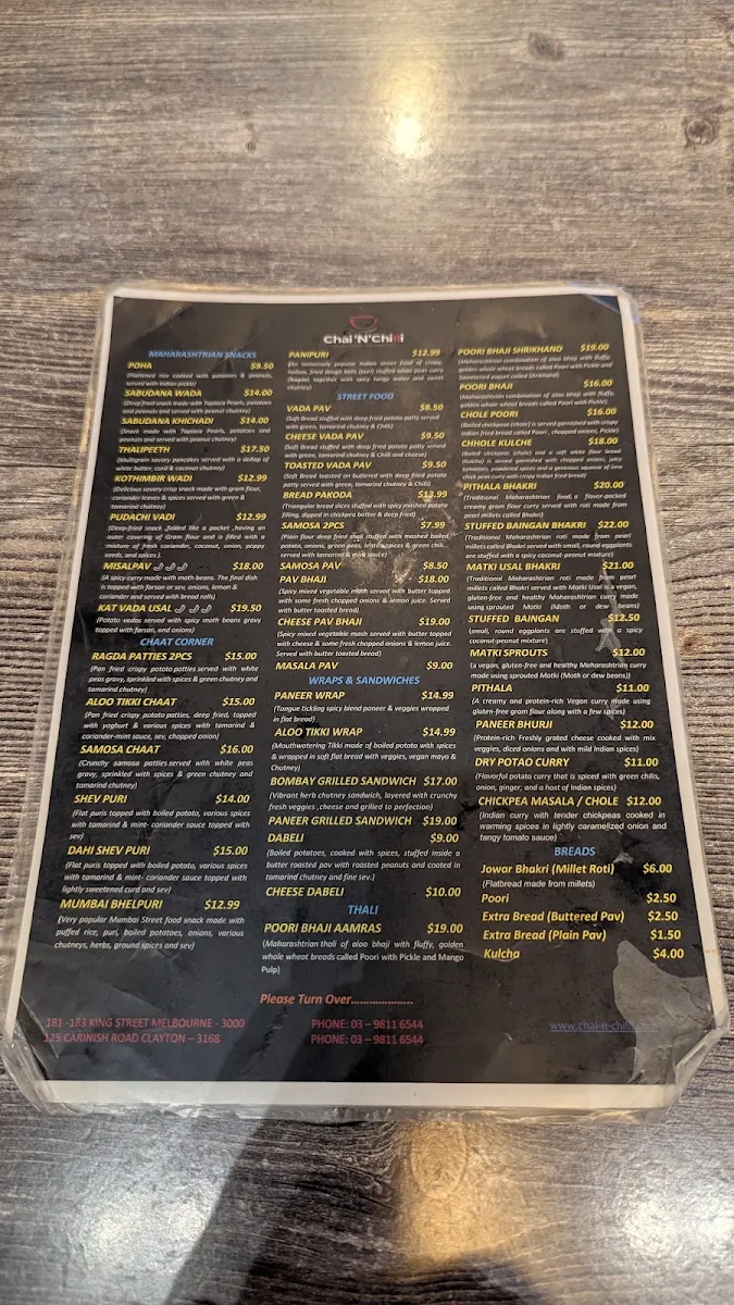 Menu, Chai 'N' Chilli