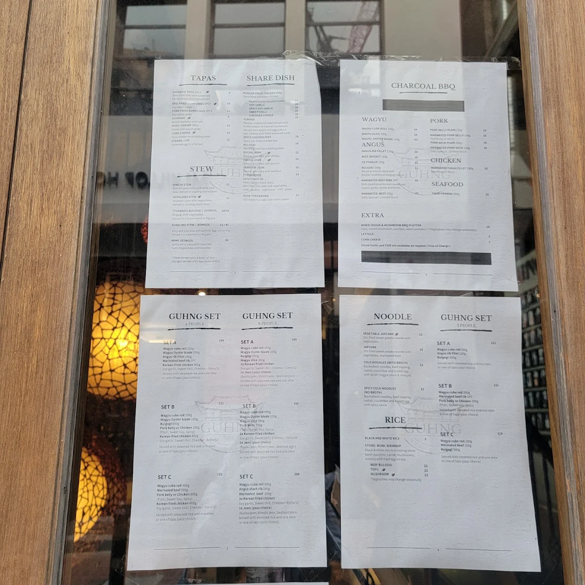 Menu, Guhng The Palace