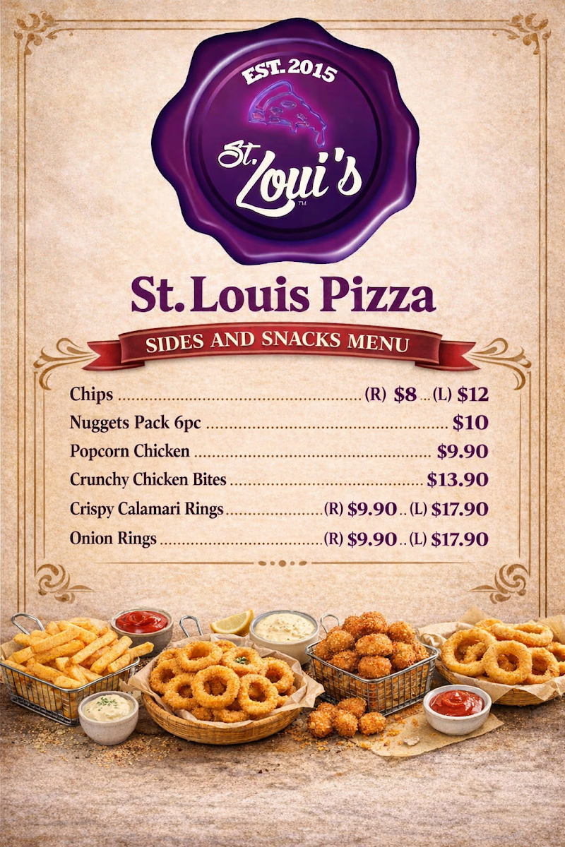 Menu, St. Loui's Pizza