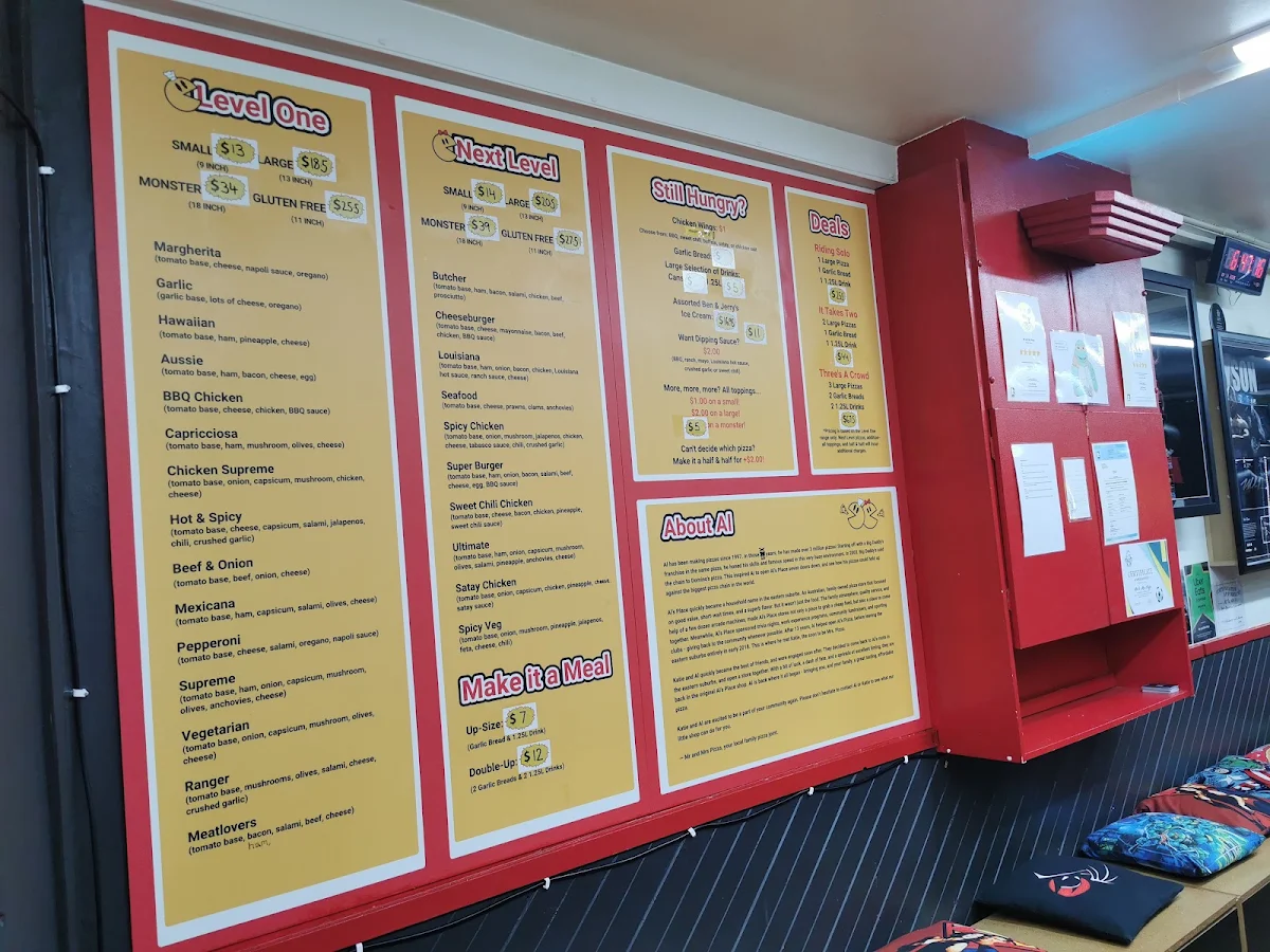 Menu, Mr & Mrs Pizza