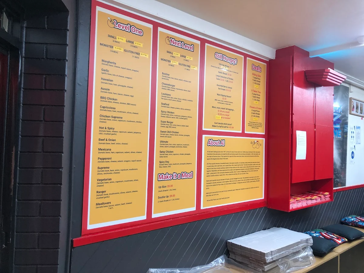 Menu, Mr & Mrs Pizza