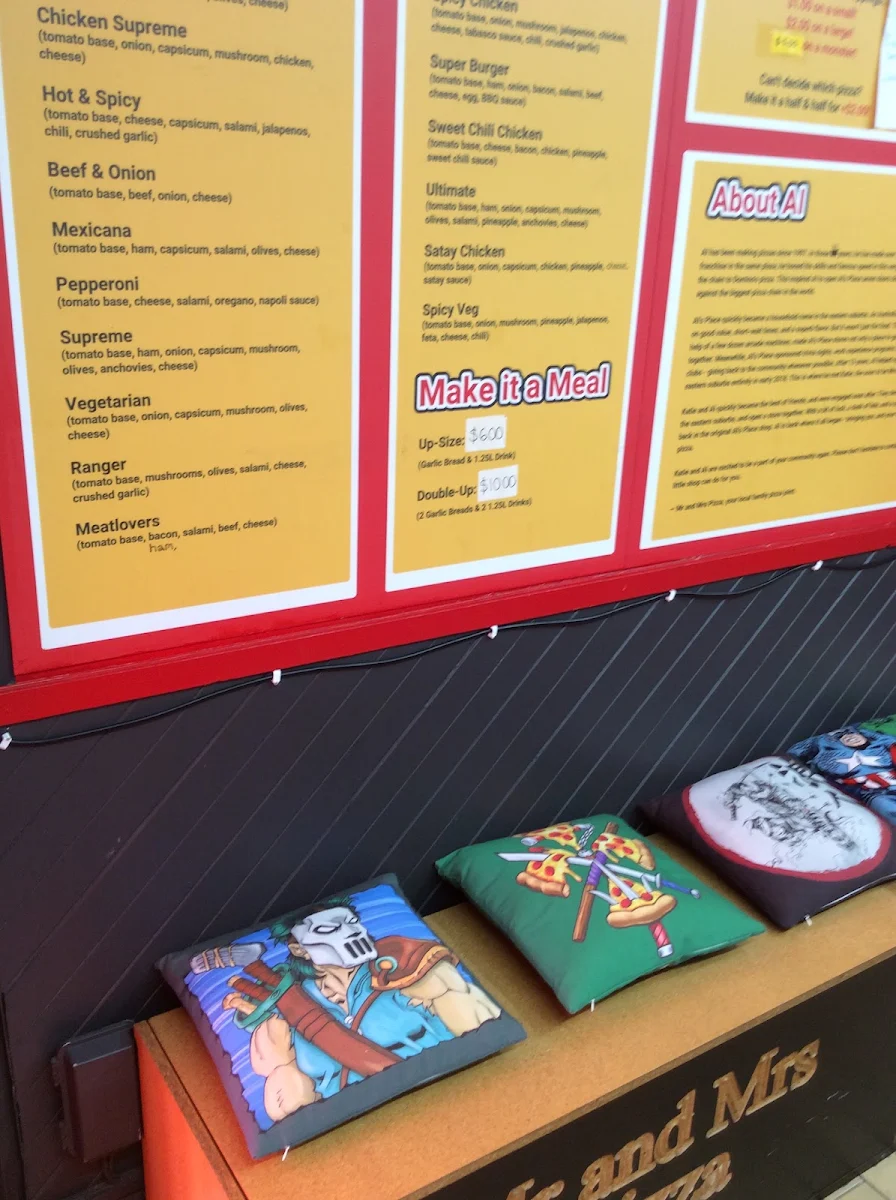 Menu, Mr & Mrs Pizza