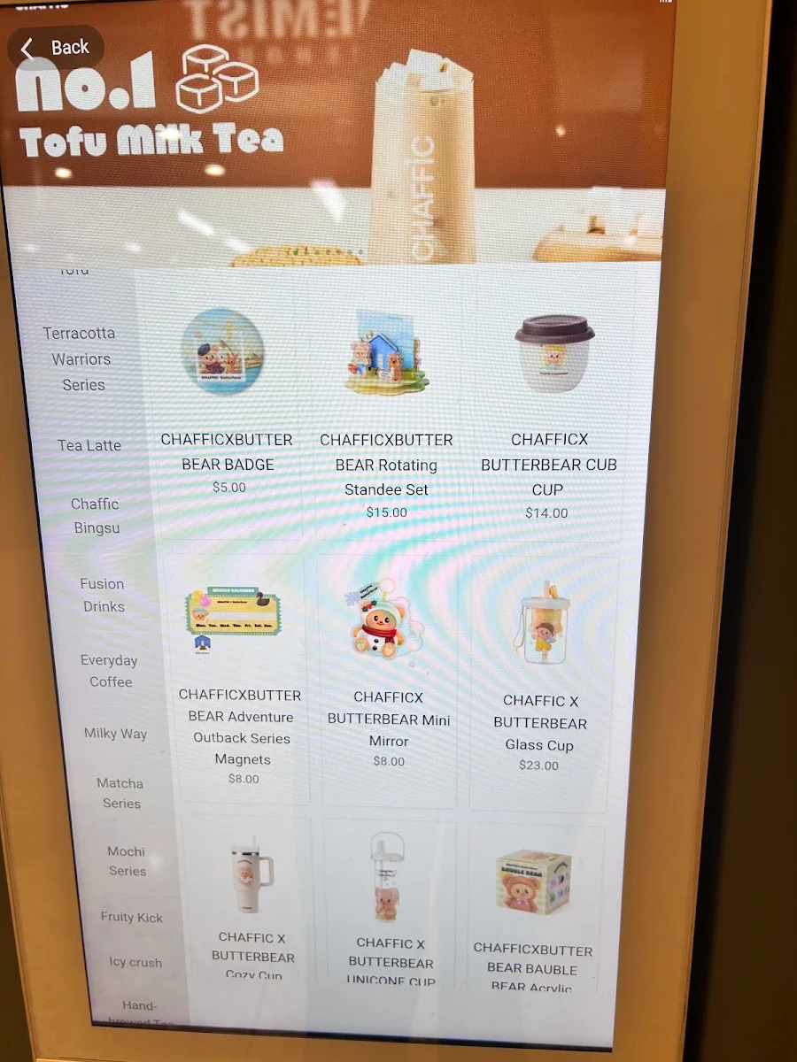 Menu, Chaffic Mirrabooka