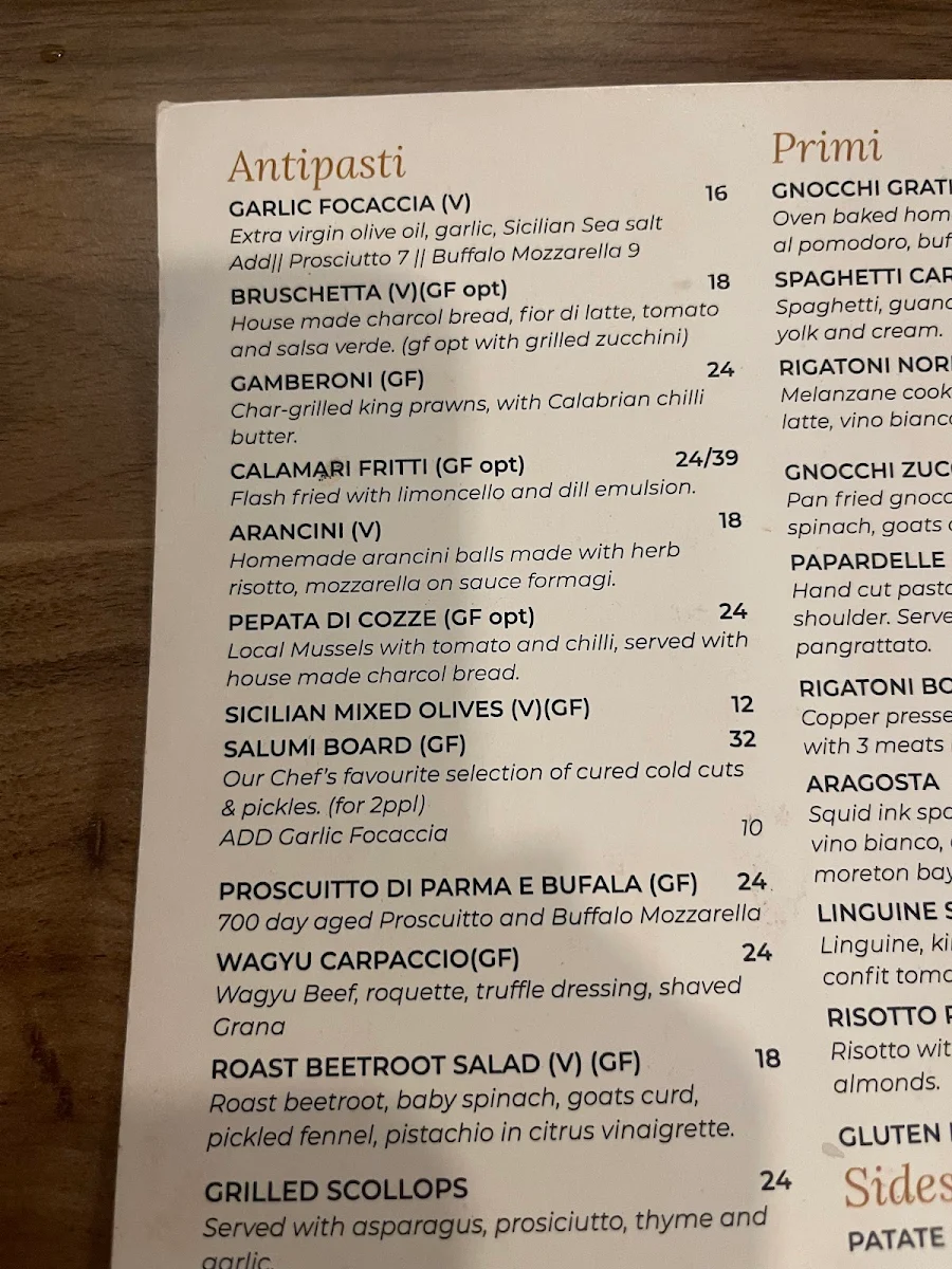 Menu, D'Oro Italian Restaurant and Wine Bar Templestowe