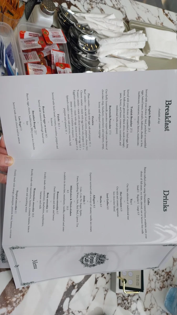 Menu, Grande Cafe