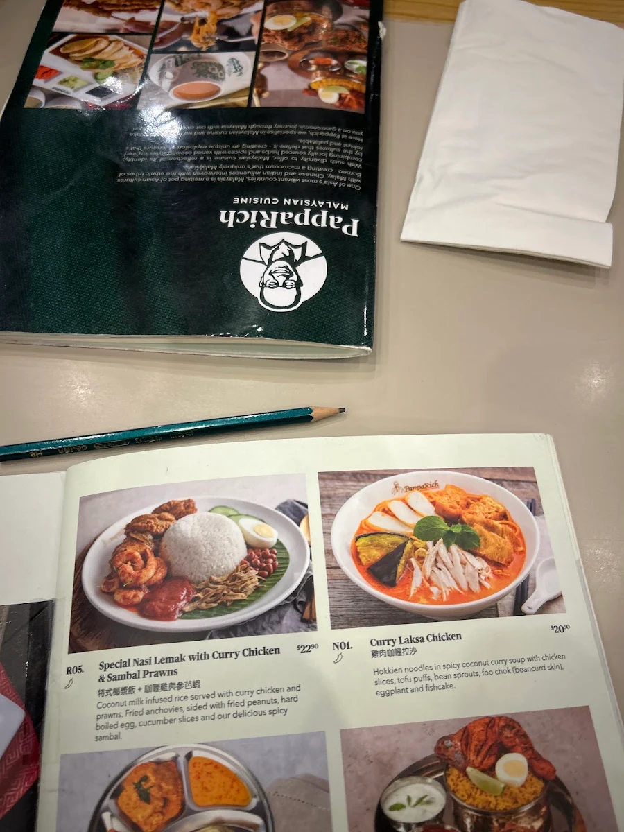 Menu, PappaRich Nunawading