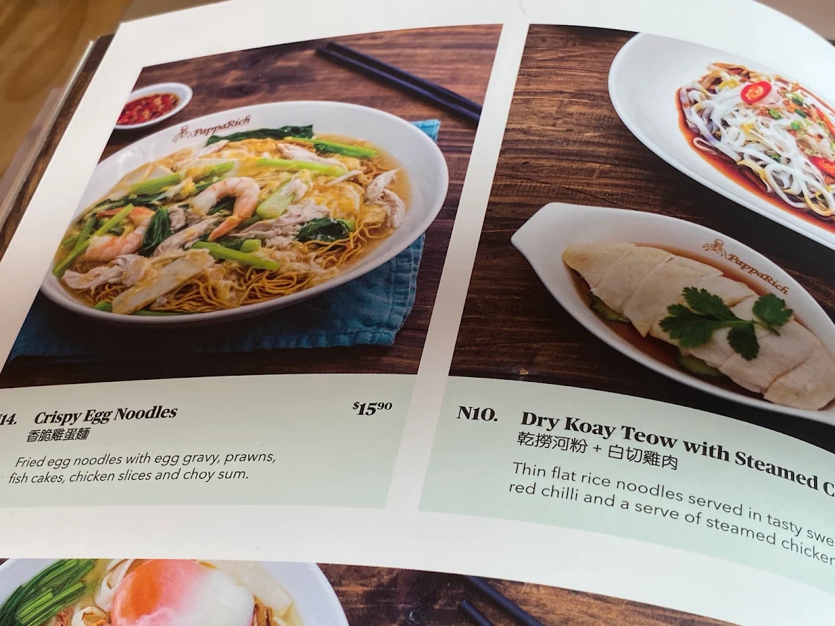 Menu, PappaRich Nunawading