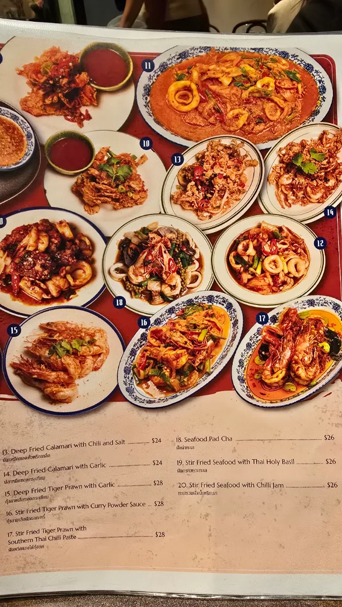 Menu, Yaowarat