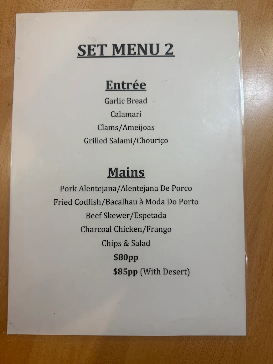 Menu, Frango Petersham