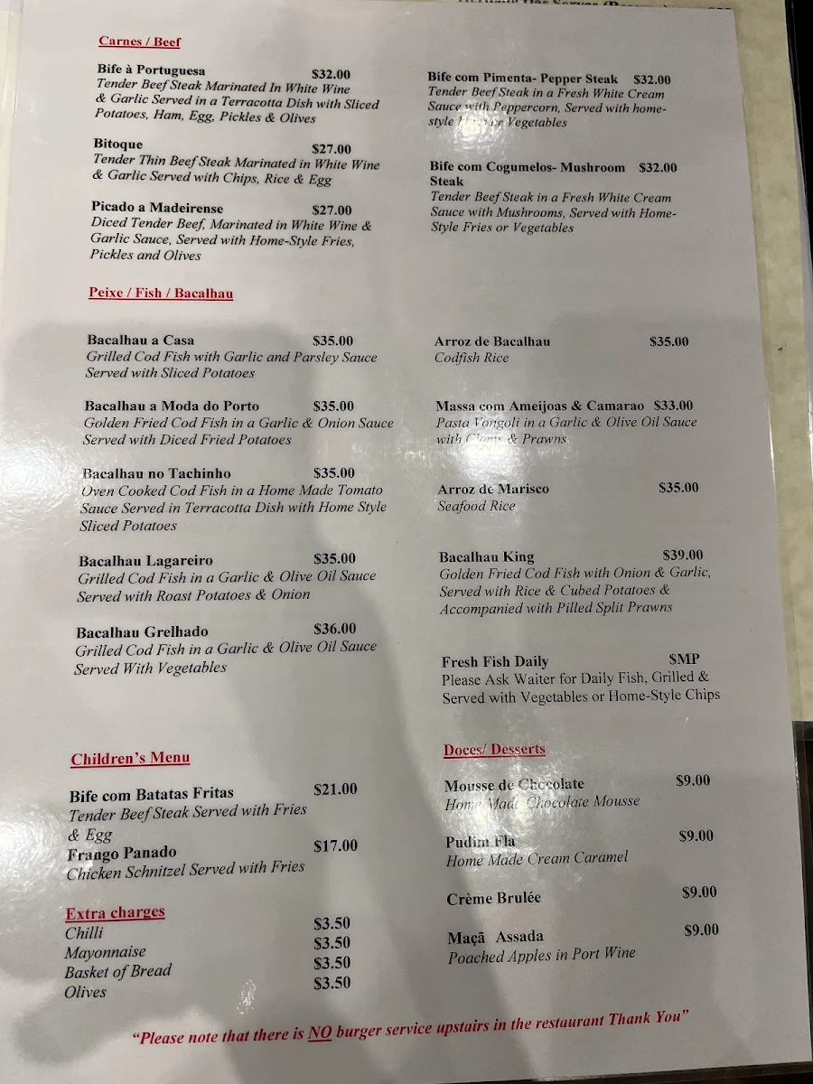 Menu, Frango Petersham