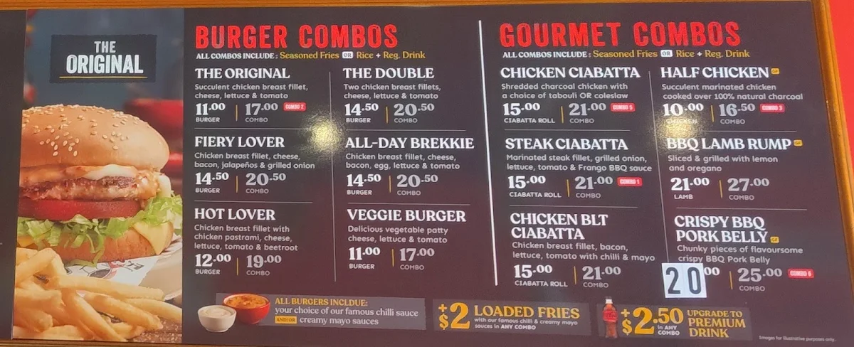 Menu, Frango Petersham