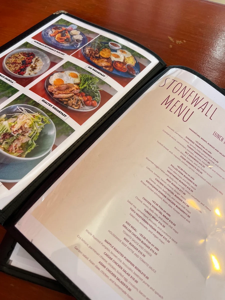 Menu, Stonewall Cafe Kiama (Australian and Filipino food)
