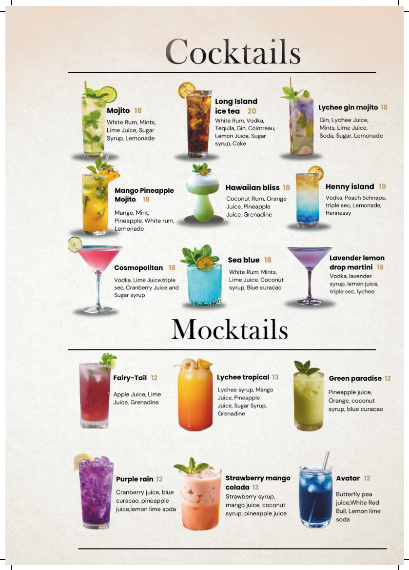 Menu, John Belvedere Eatery & Bar