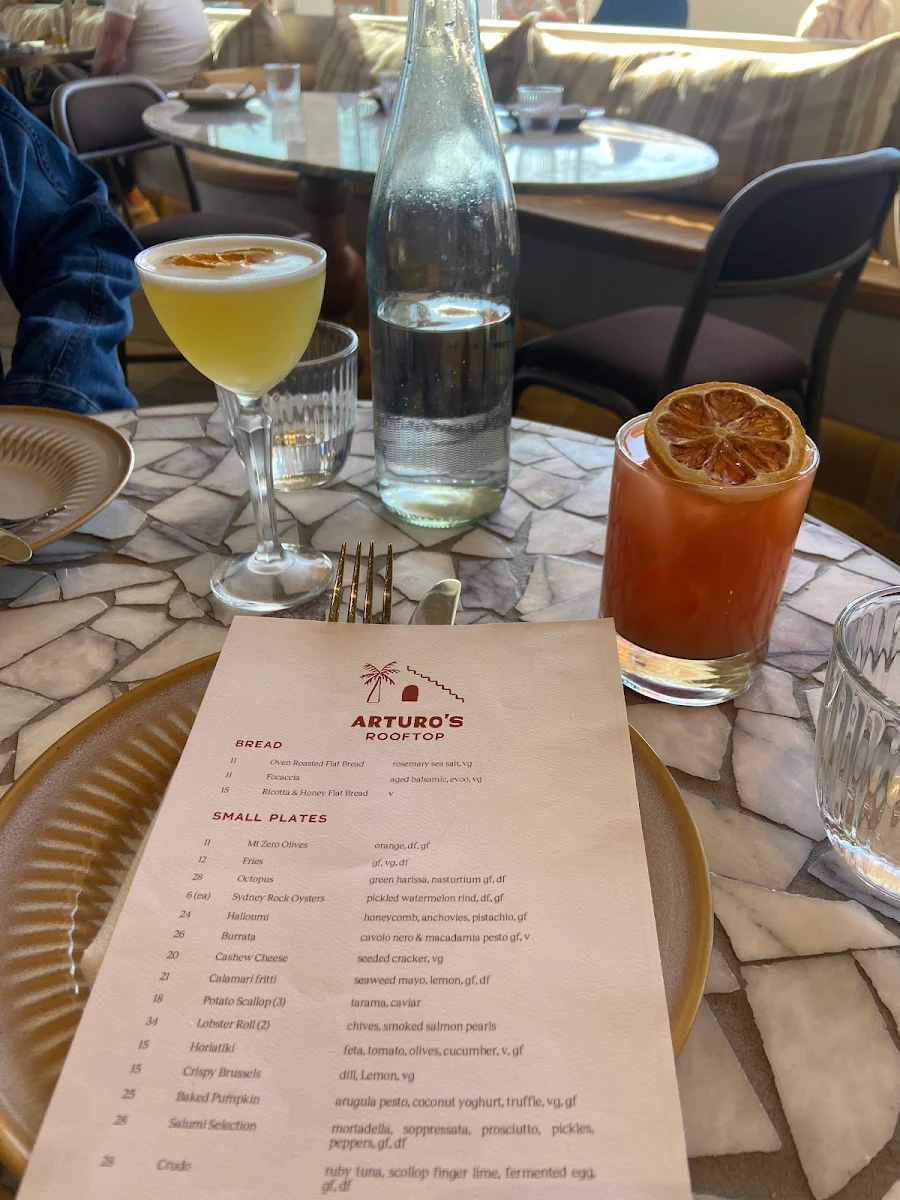 Menu, Arturo’s Rooftop